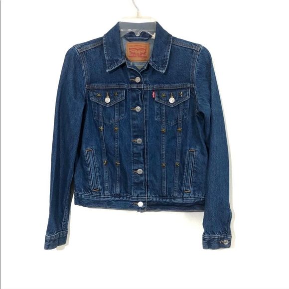 Levi's Original TruckerJean Denim Star Studded Jacket Button Front Classic - Picture 2 of 12